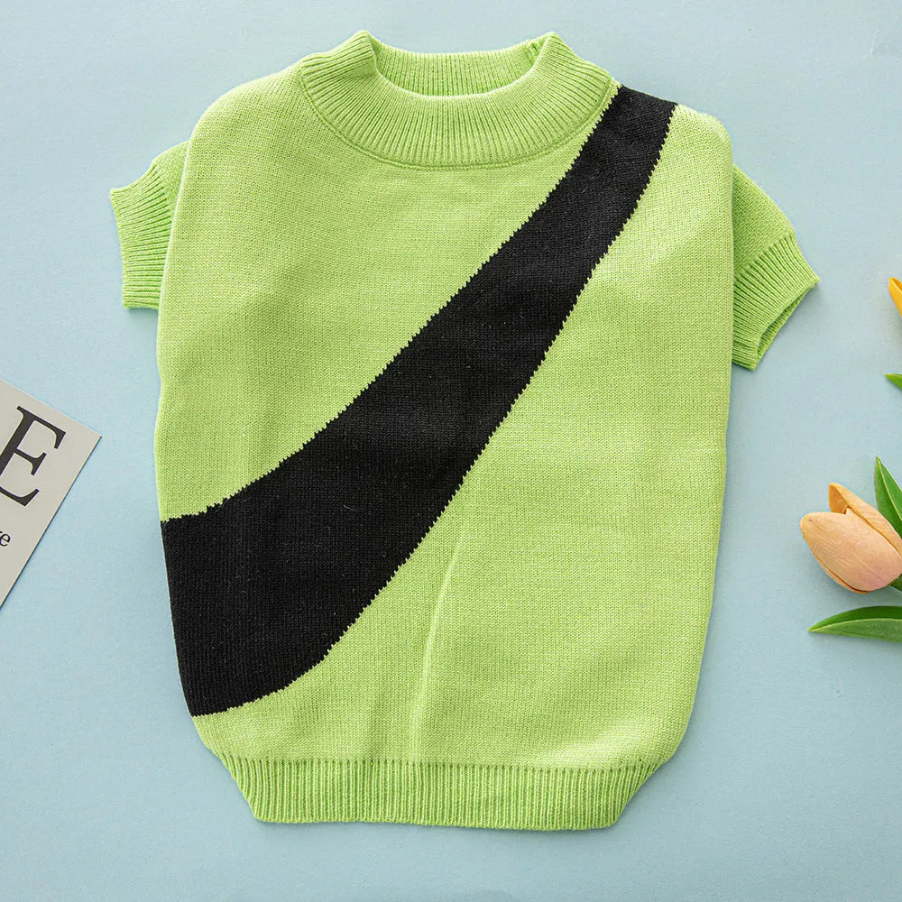 Wool dog jumper in six colours on small to large breed dogs showing casual pet clothing style