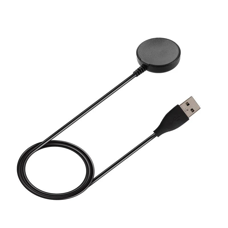 Black plastic USB watch charger for smartwatches with fast charging cable
