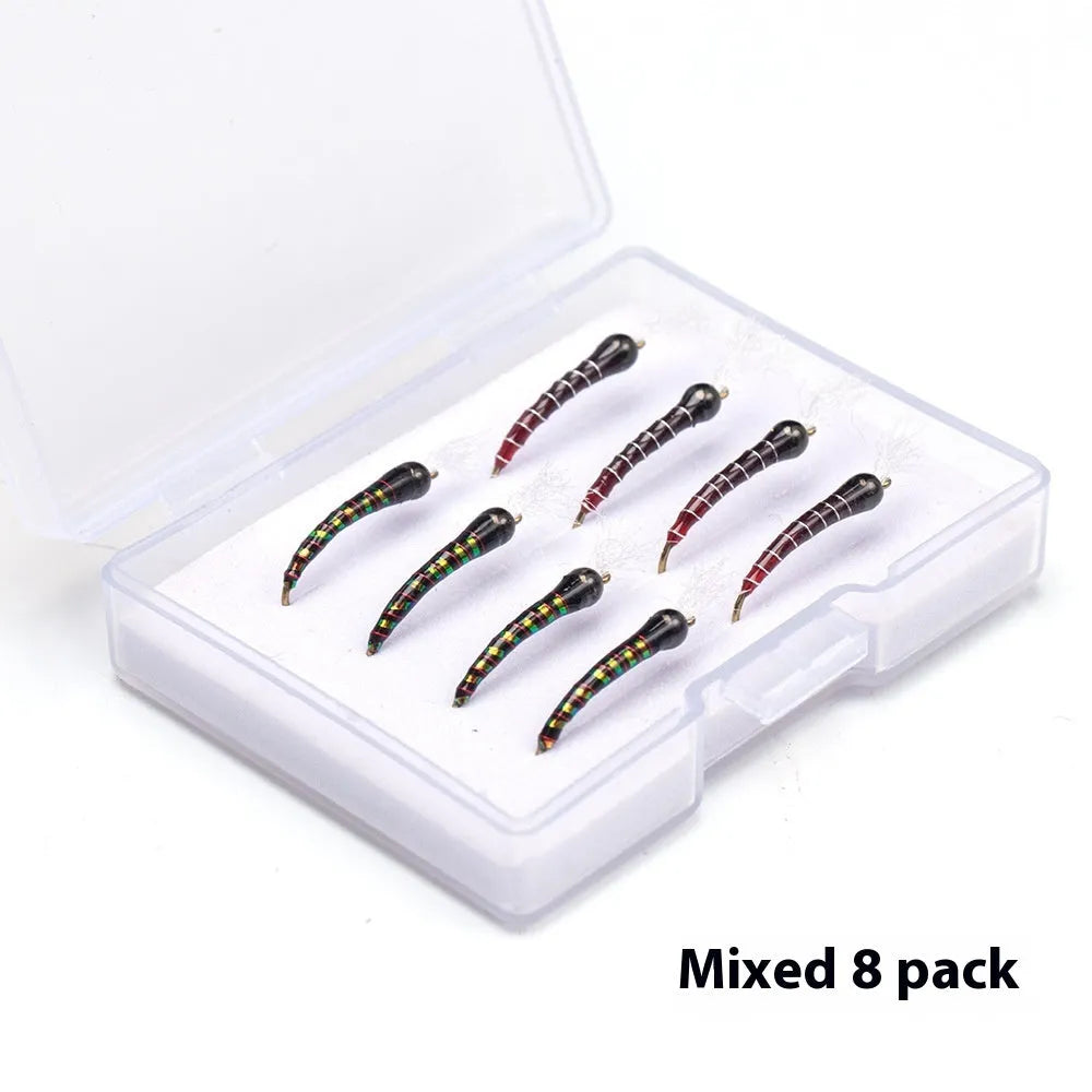 Biomimetic chironomid mosquito larvae lure fishhook bait in box