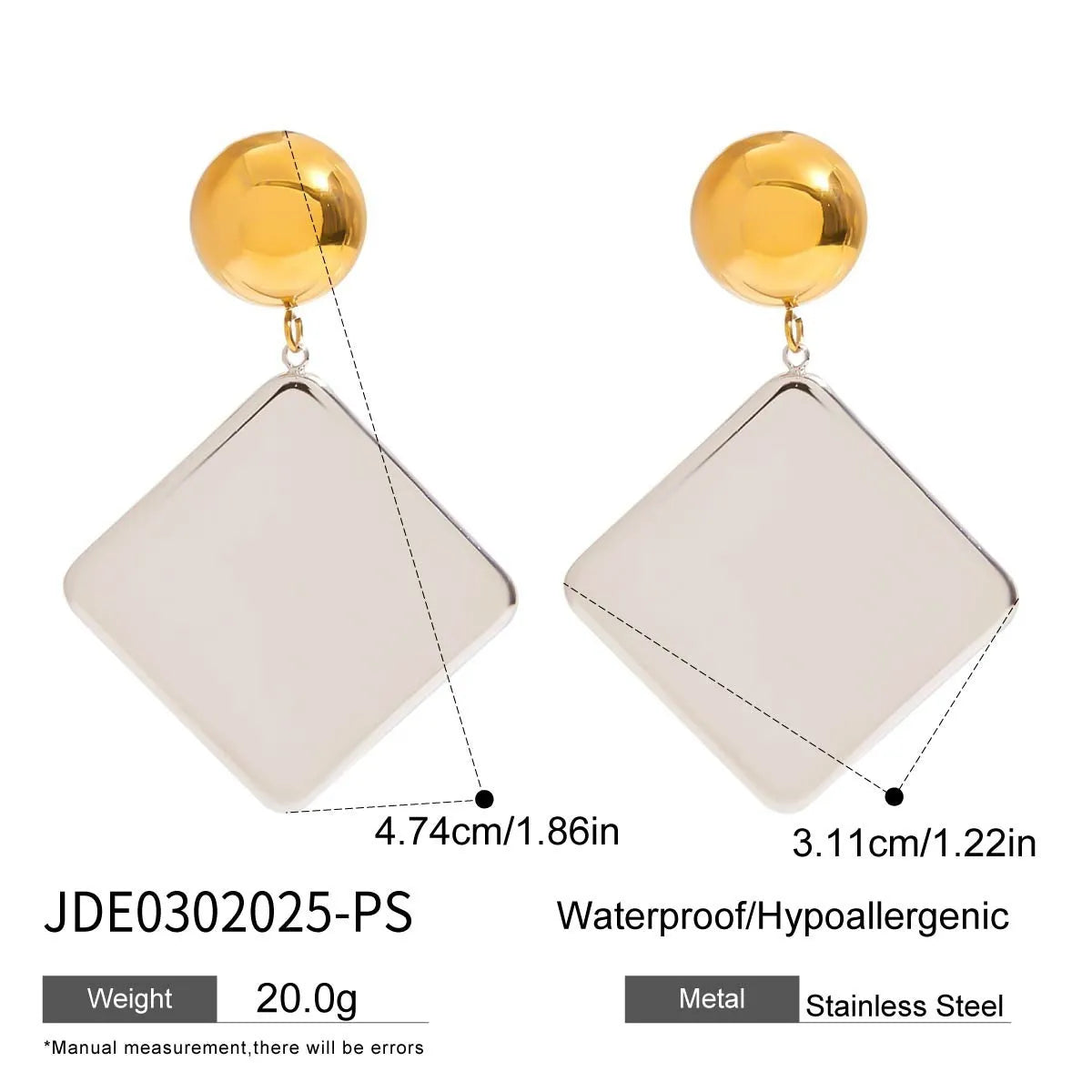 Colour matching geometric vintage stainless steel earrings for women with electroplating finish