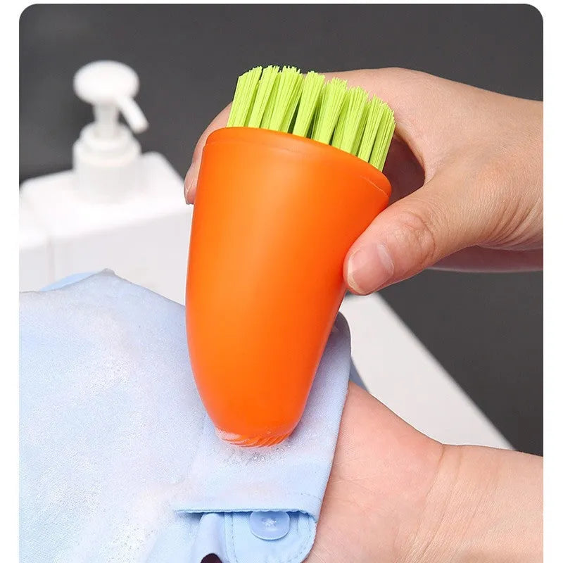 Carrot-shaped nylon cleaning brush with radish pattern in orange colour