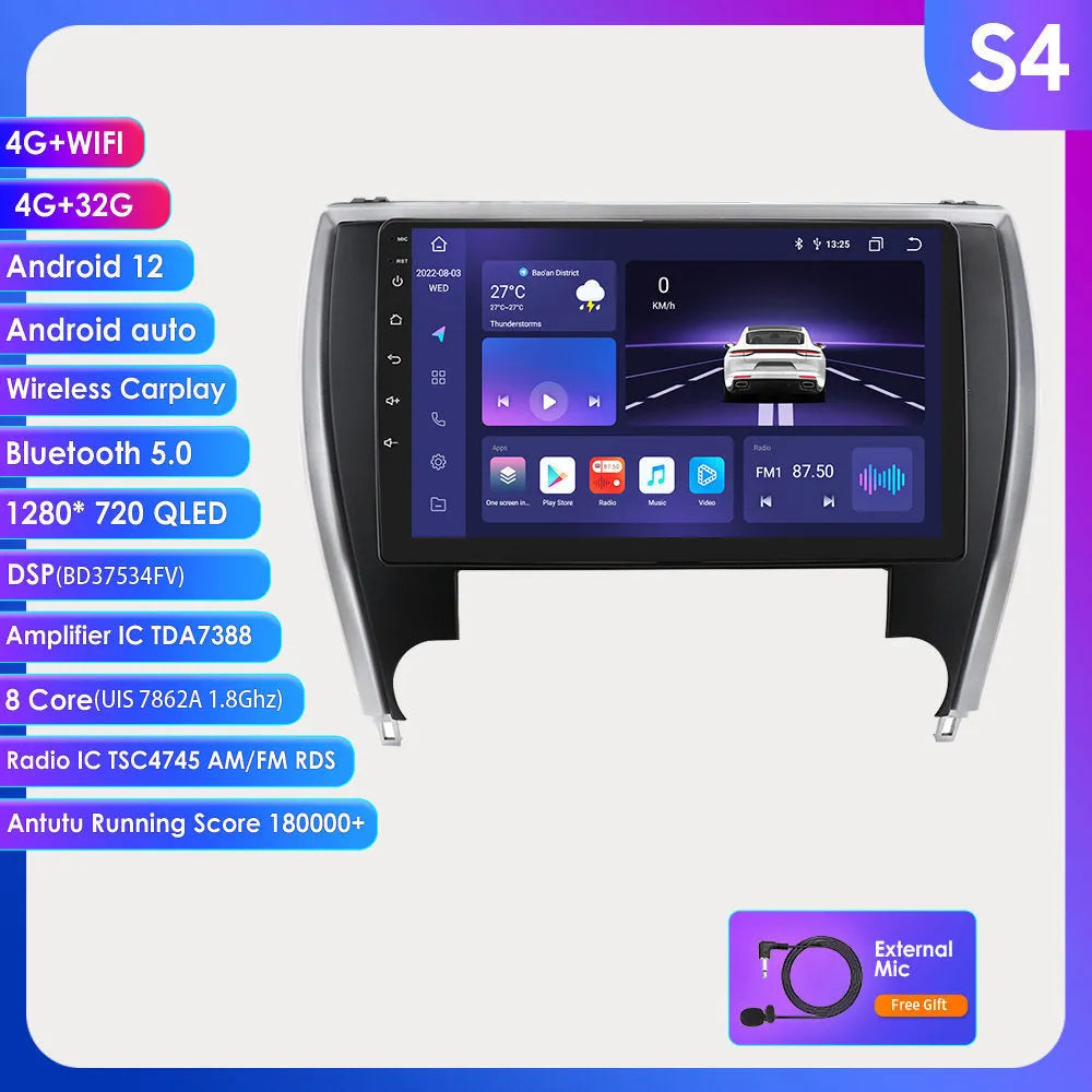 10-inch car navigation MP5 unit for Toyota Camry 2015 with metal ABS construction