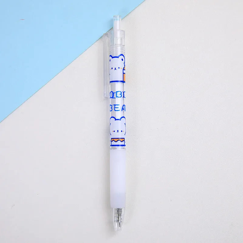 Six bear and rabbit character press pen knives with plastic casings and metal components