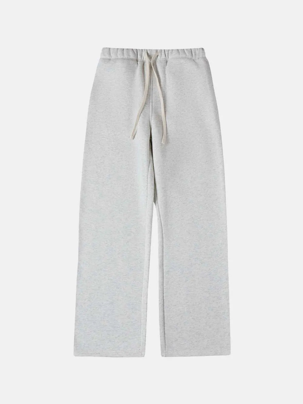 Men's grey fleece-lined sweatpants with drawstring waistband and loose fit design