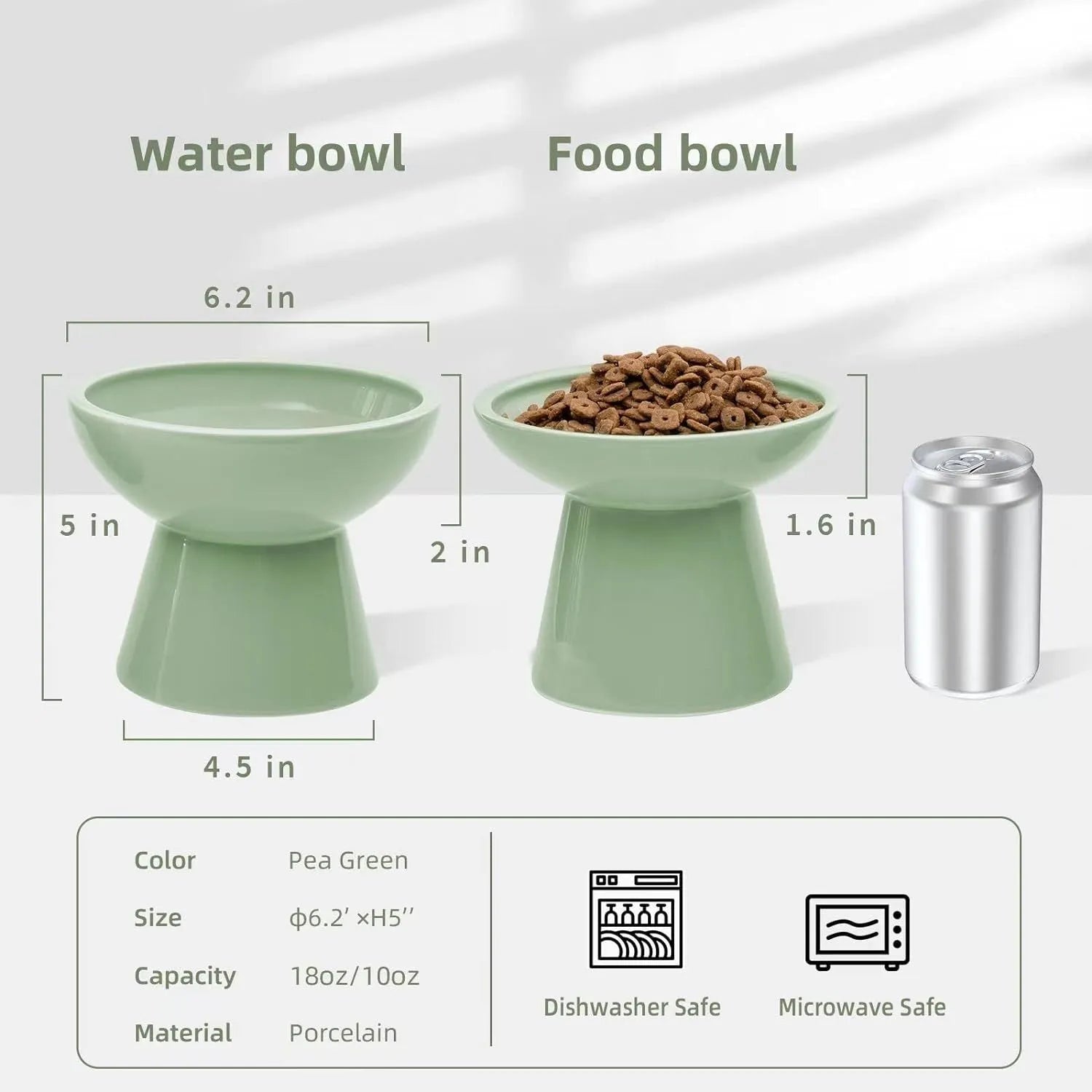 Elevated ceramic cat bowl with wide shallow dish for whisker fatigue prevention