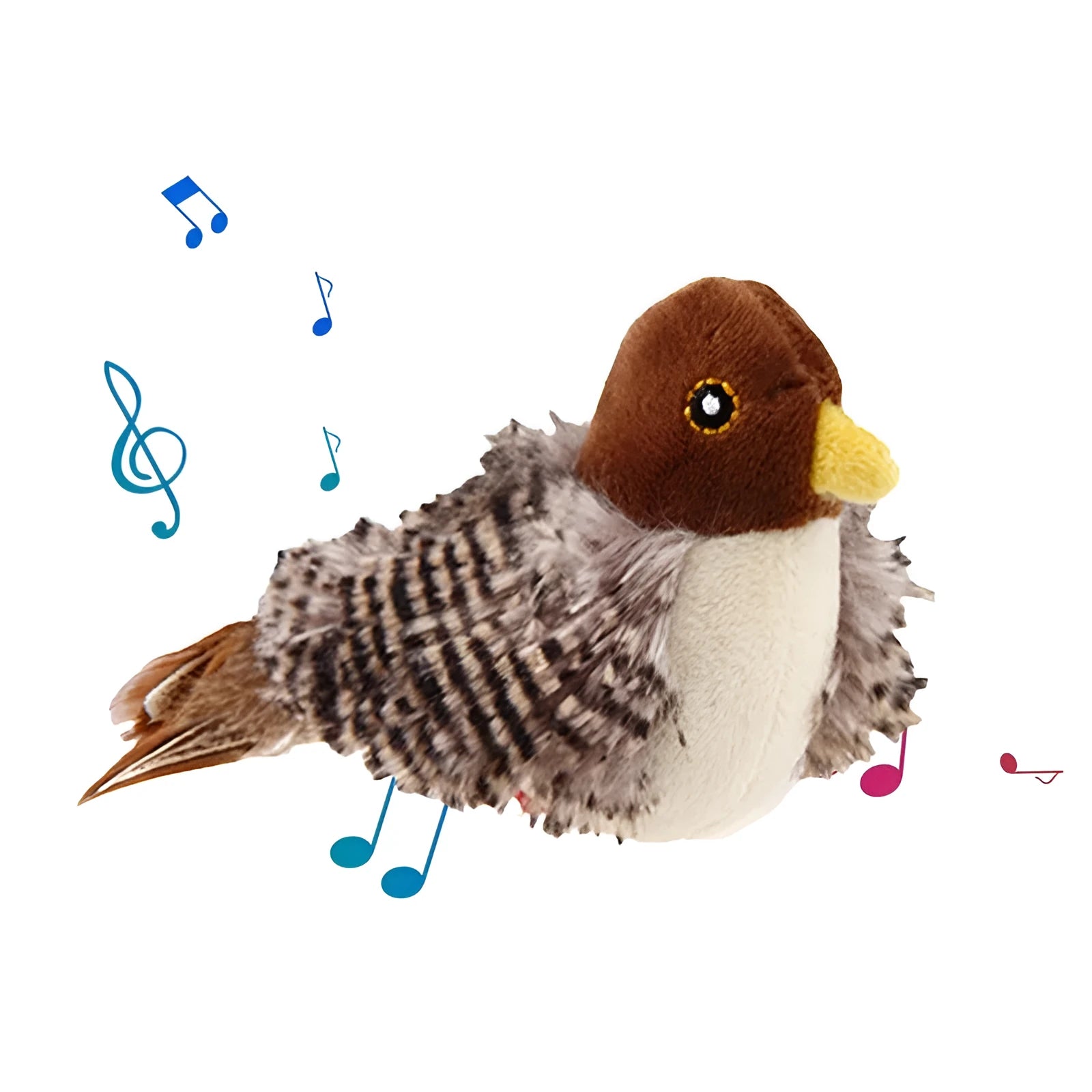 Interactive cat toy electric squeaky simulation bird plush with feather and chirping sound