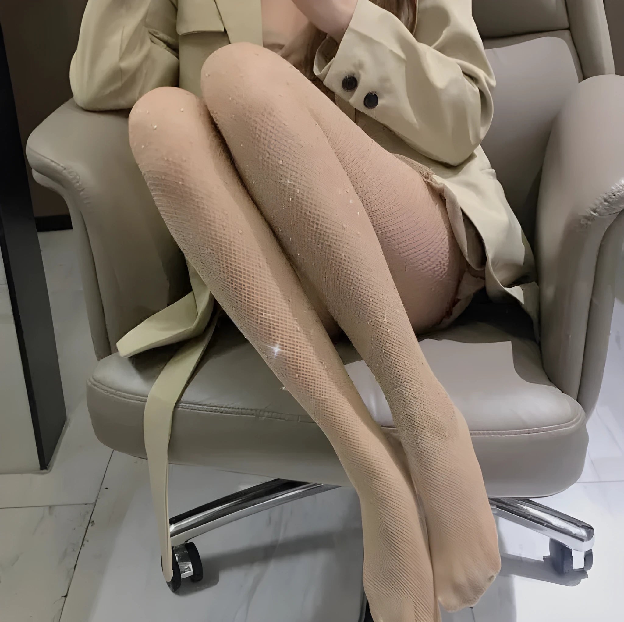 Mesh women's fishnet stockings with diamond pattern in skin colour, black, or white free size