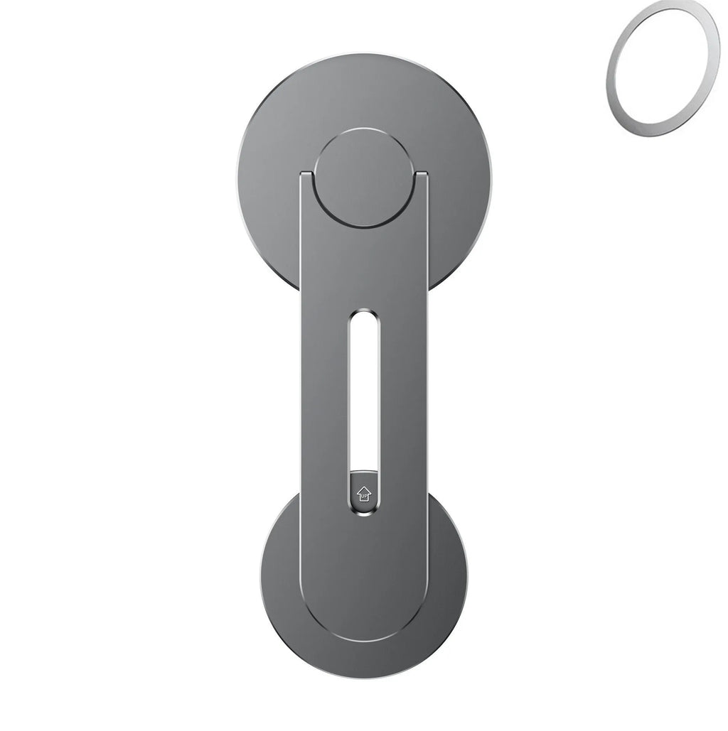 Silver aluminium alloy magnetic phone holder for Tesla vehicles with 180-degree flip mechanism
