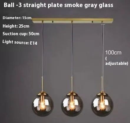 Nordic style round glass ball chandelier in contemporary home setting