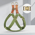 Brown vest-style dog leash harness with nylon straps and alloy buckle for small breeds