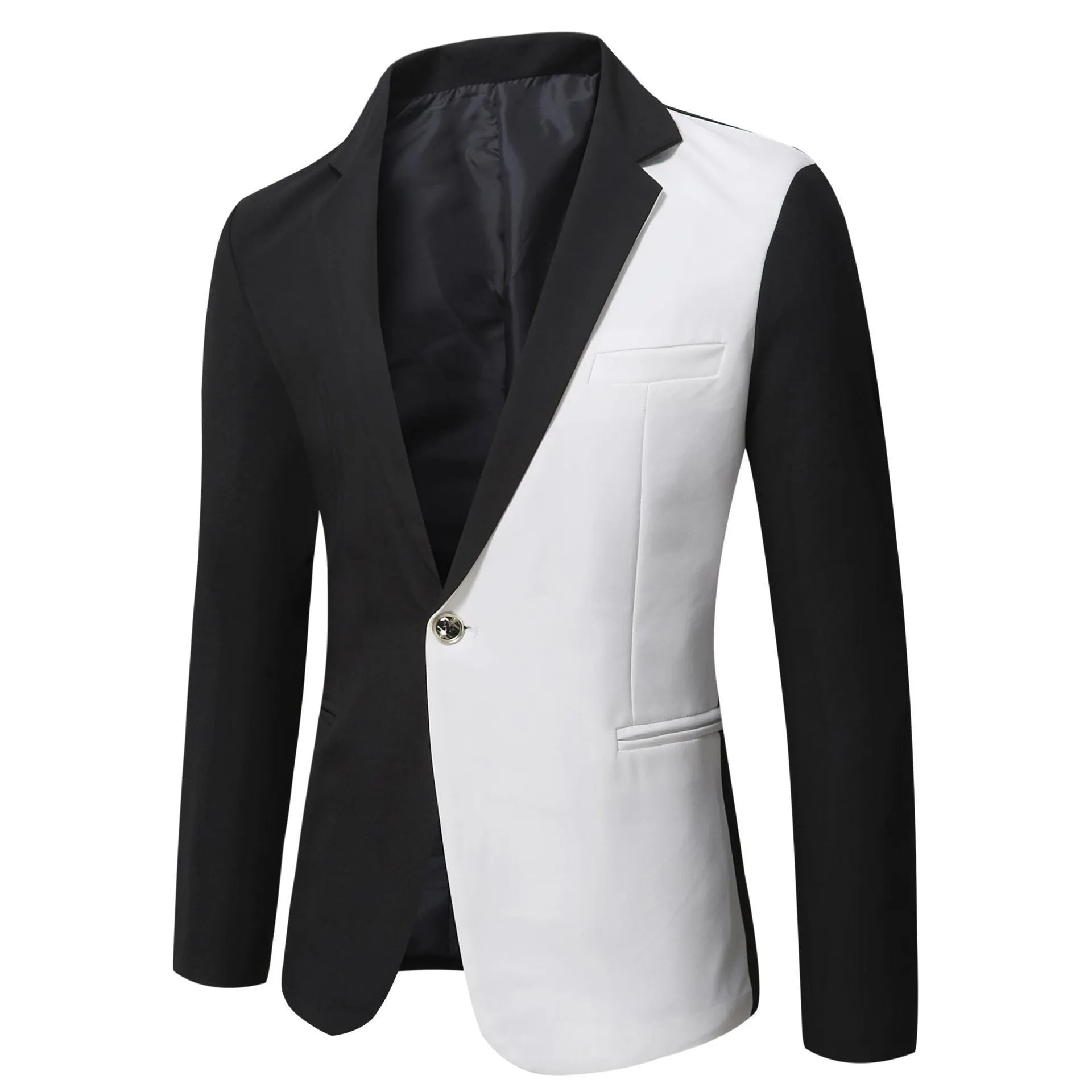 Men's slim-fit suit jacket in red with long sleeves and round hem, casual leisure style