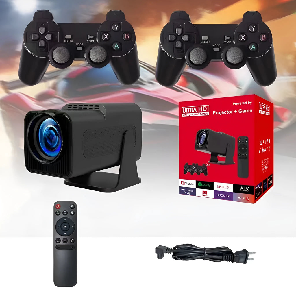 HD wireless home projector with carrying handle for gaming and cinema projection