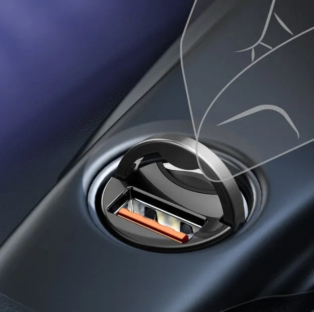 Electro-optical grey single USB port 30W car charger with 1 metre cable