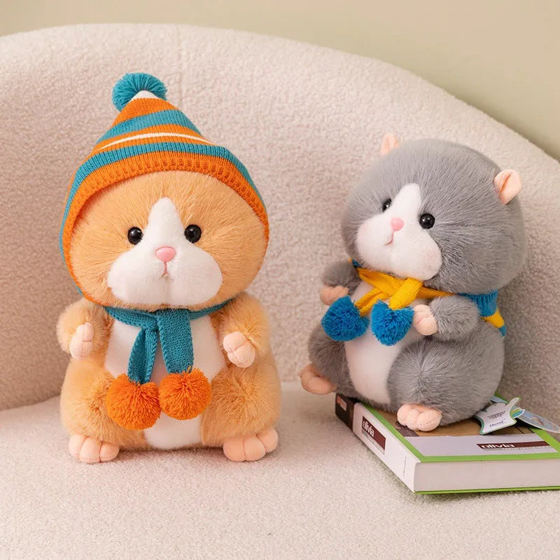 Djungarian hamster plush doll in brown, 25cm height, soft polyester fibre fabric with PP cotton filling