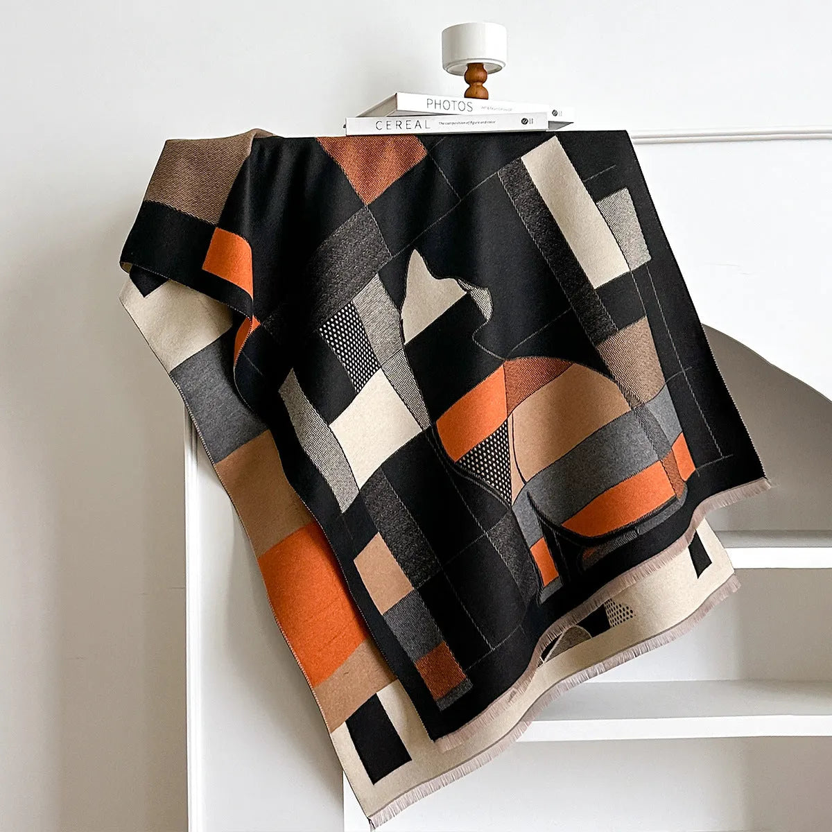 European American style imitation cashmere scarf shawl in beige colour measuring 185x65cm