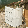 Large white foldable plastic storage box with a 45-litre capacity for household organisation.