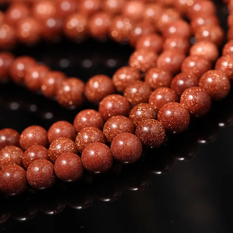 Golden Star Stone women's bracelet with 108 nugget sand pieces and fu character mantra beads