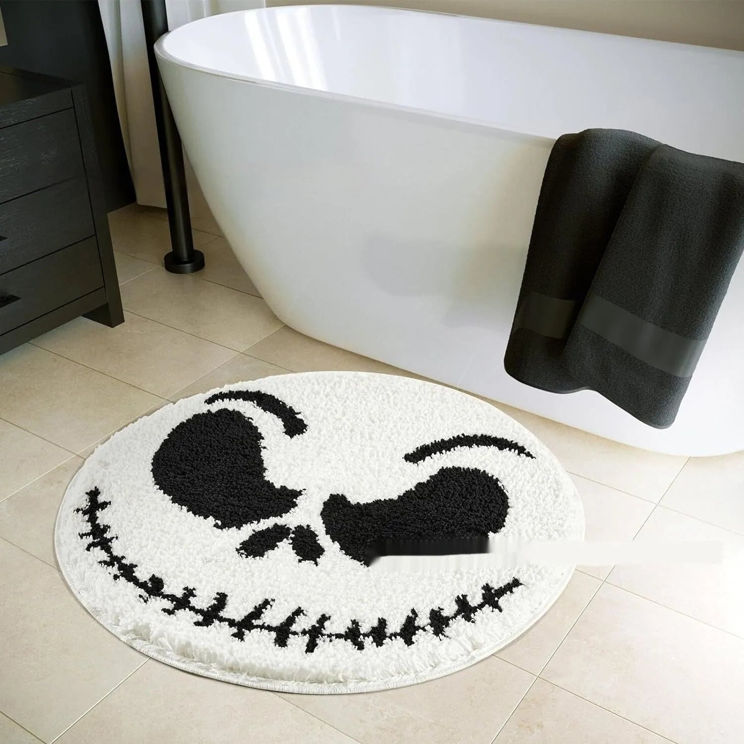 Christmas printed polyester fibre round carpet mat in 60x60cm or 80x80cm size