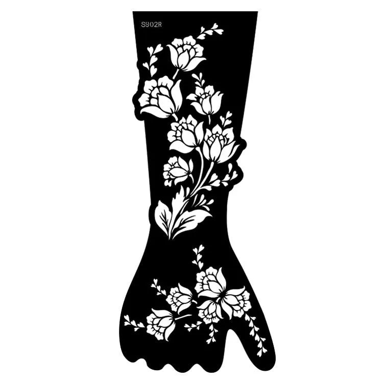 Pack of geometric hollow template tattoo stickers with machine-cut paper stencils for DIY art.