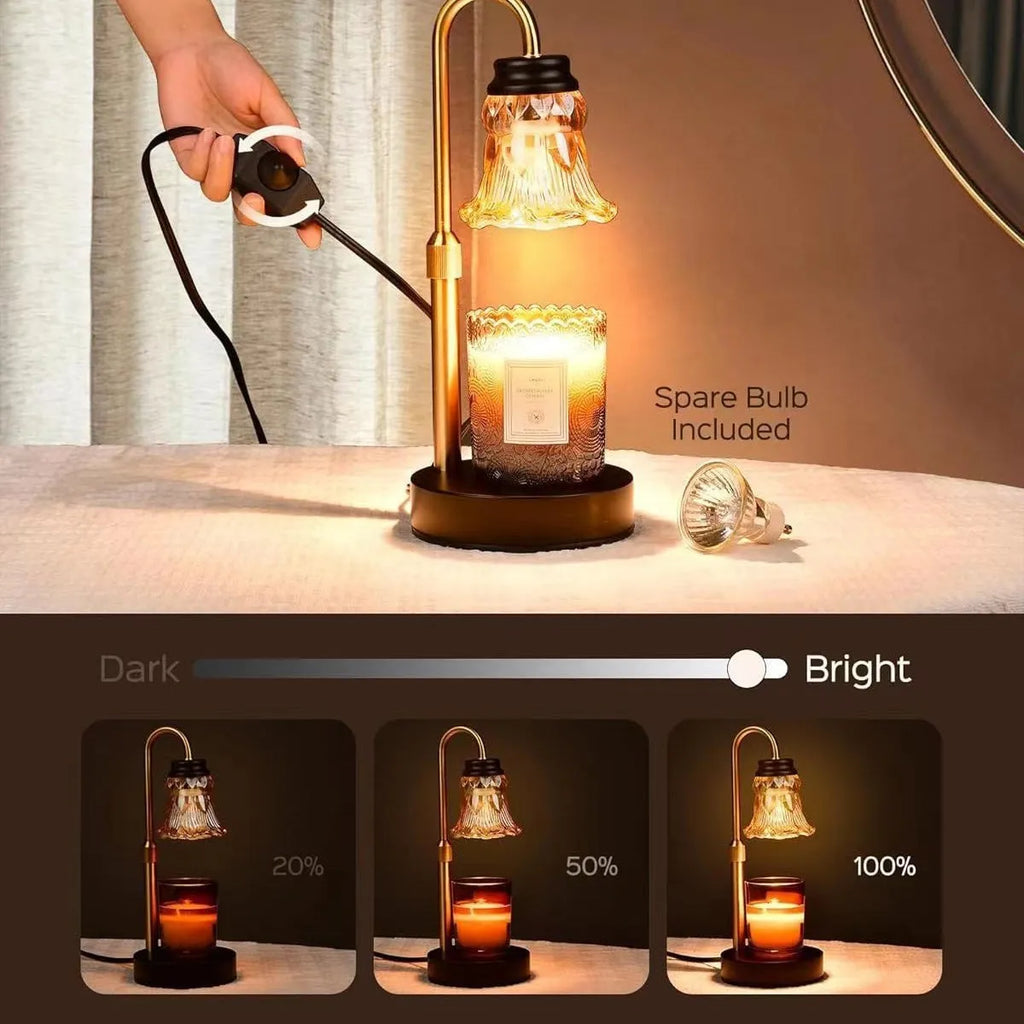 Tall bamboo aromatherapy wax melting lamp for fragrance and light.