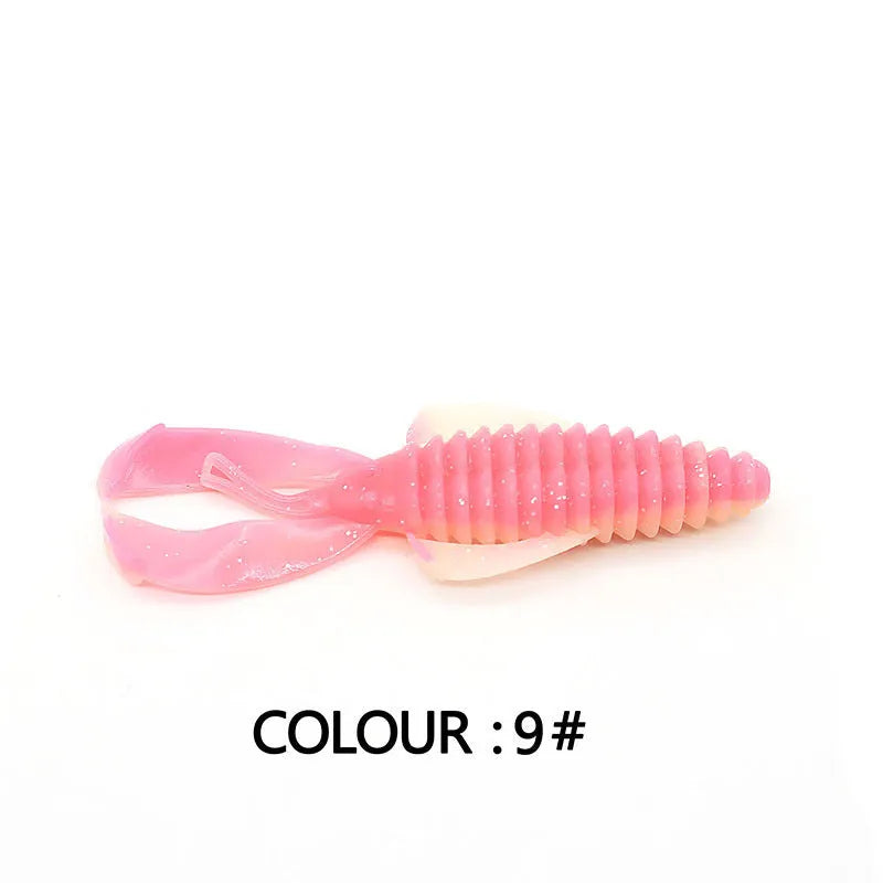 PVC soft bait fishing lure showing colour variations in 8cm and 12cm sizes