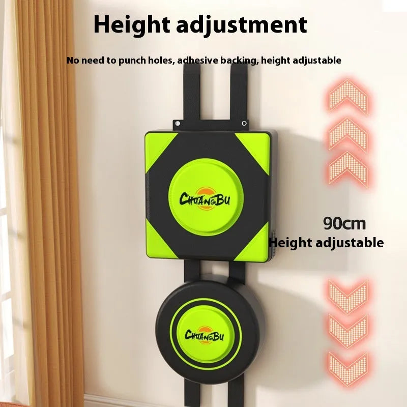 Hanging wall-mounted PU boxing sandbag target for home fitness training.