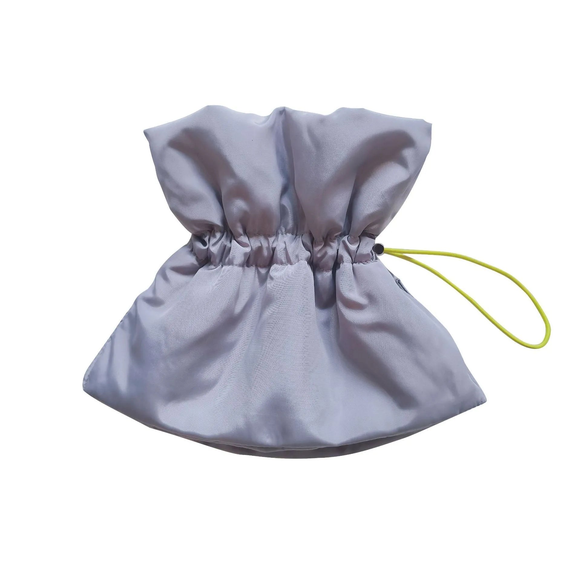 Soft blue adjustable cat recovery collar with elastic buckle on a flat surface