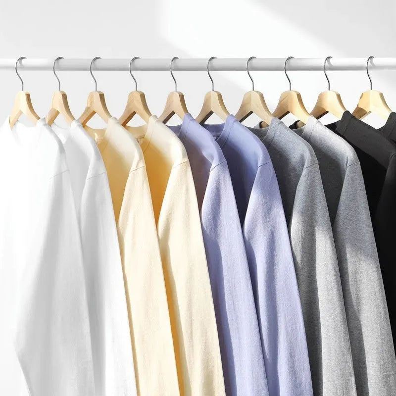 Men's Western style cotton base shirt in Haze Blue, long sleeve solid colour, front view