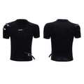 Men's slim fit cotton T-shirt with metal belt design and small stand-up collar in black and white colours