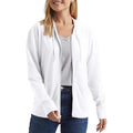 Women's loose fit polyester hoodie in solid colour with long sleeves, available in black, white, grey, dark blue, sky blue, dark pink.