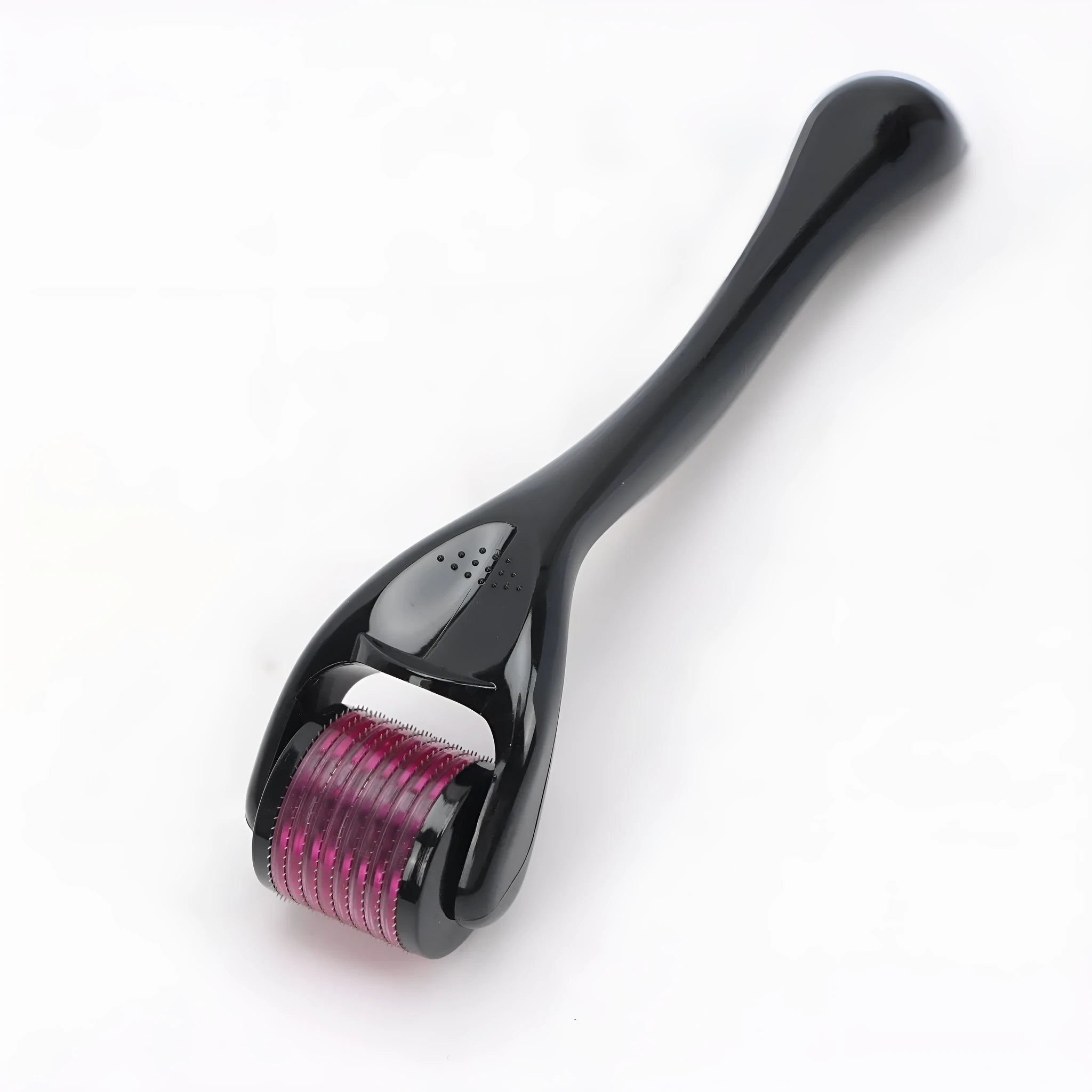 Professional mechanical micro needle derma roller showing colour variations and needle specifications