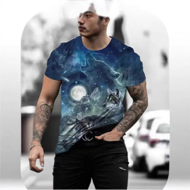 Retro 3D animal print men's short-sleeved T-shirt in bird eye cloth fabric with digital printing