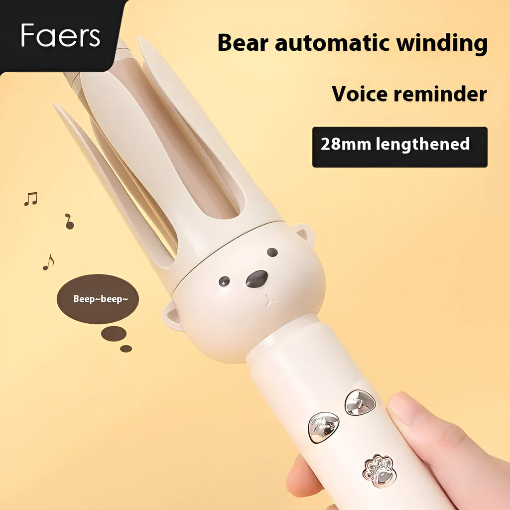 Beige anion automatic hair curler with wired power supply and negative ion technology