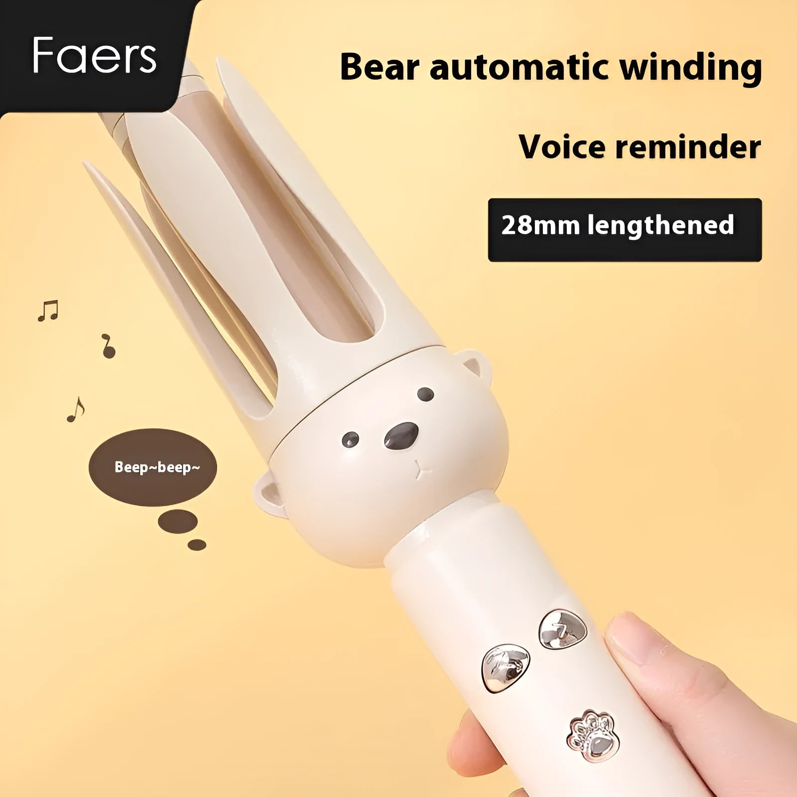 Beige anion automatic hair curler with wired power supply and negative ion technology