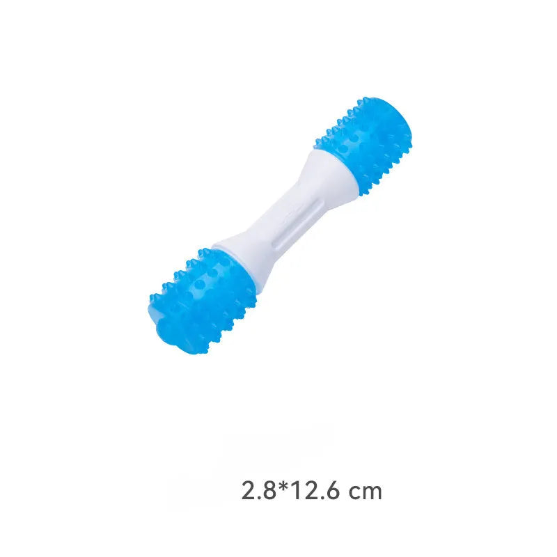 Dual-colour puppy teething chew toy made from TPR and PU rubber for dogs aged 2-8 months