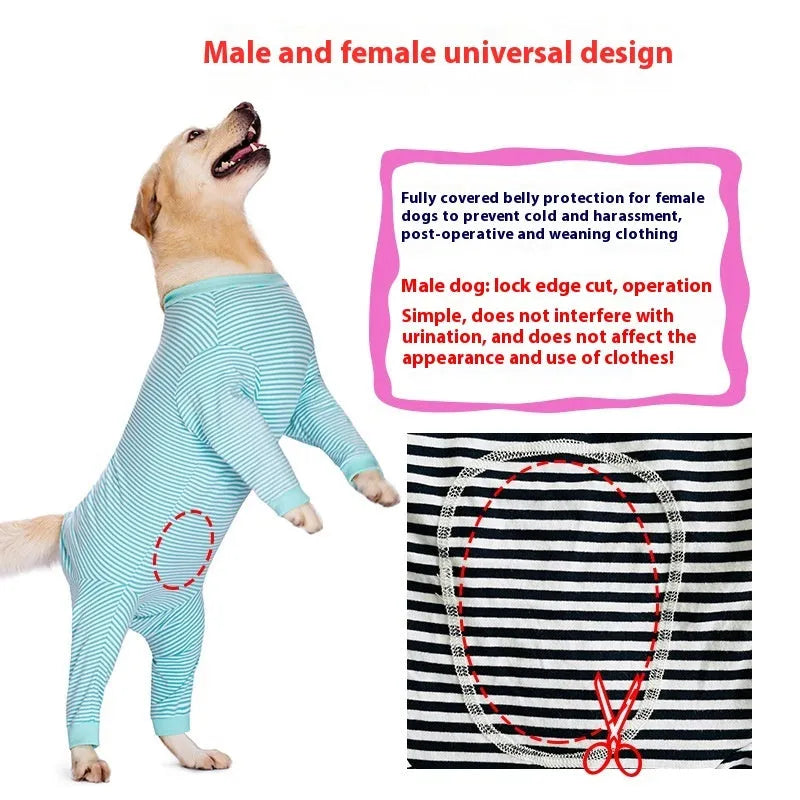 Striped polyester dog shirt for large breeds in multiple colours and yard sizes