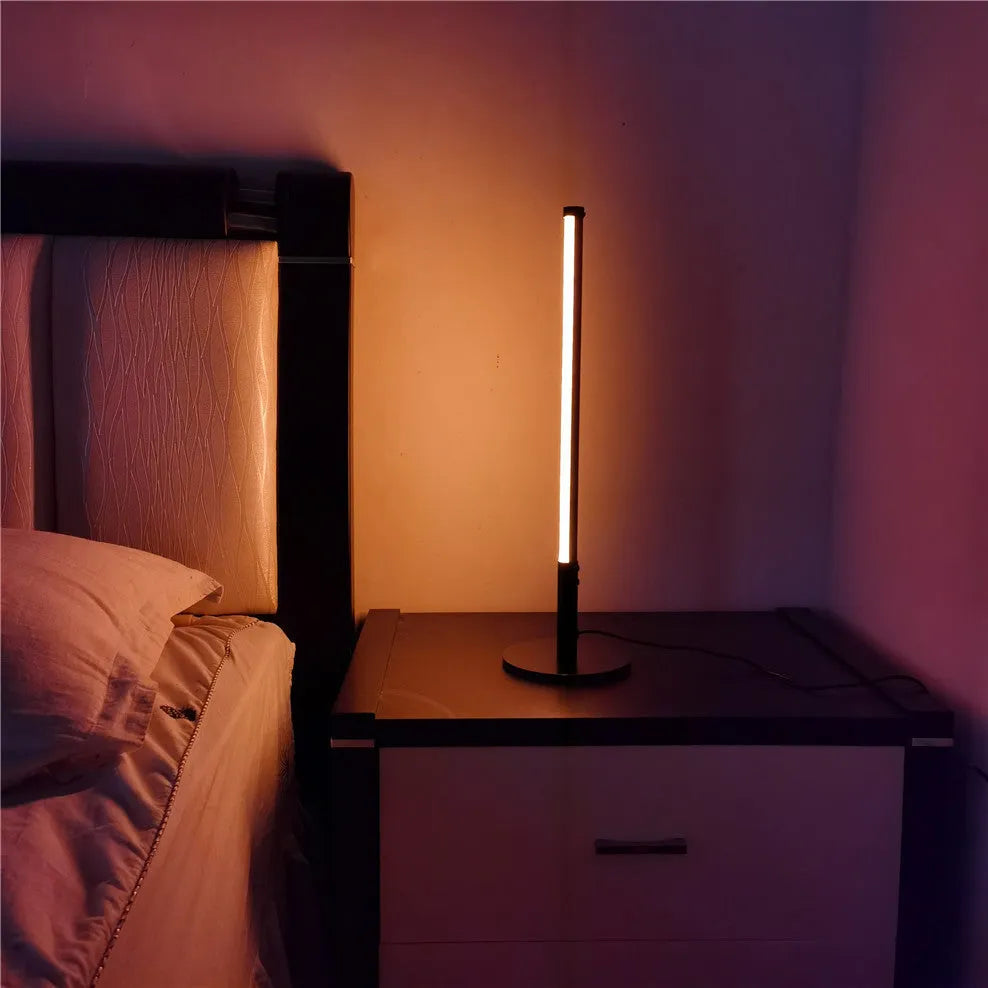 Black retro-style aluminium alloy decorative lamp with warm white and RGB LED lighting.