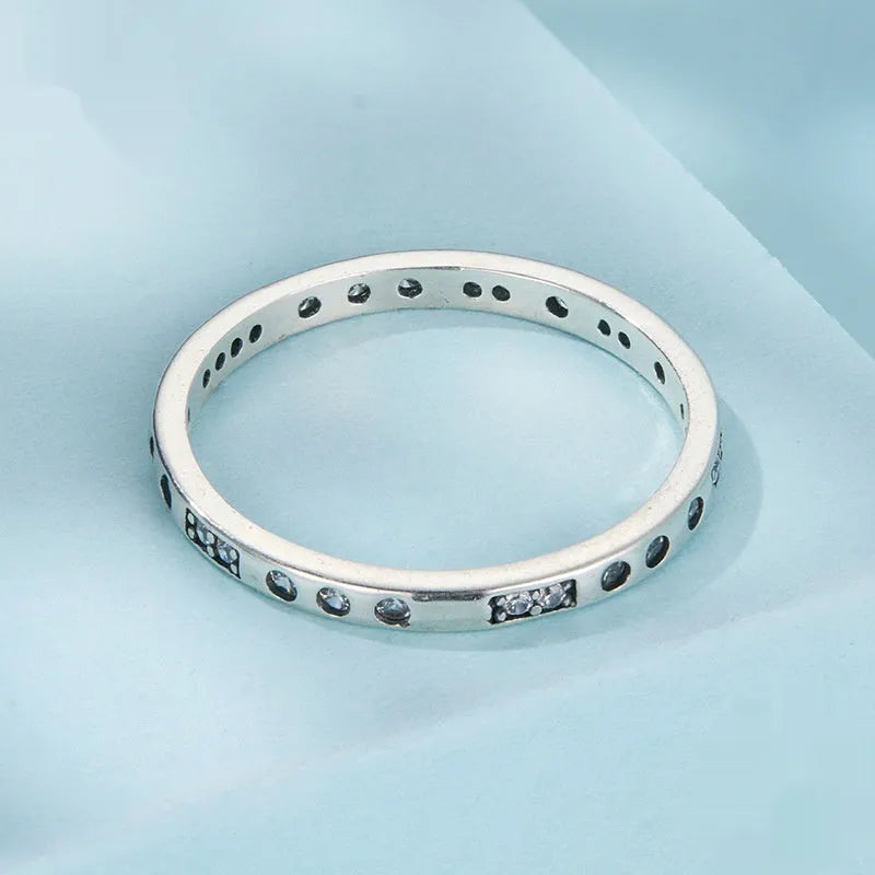 Silver alloy women's ring bracelet with oxidised black finish and I Love You design, shown in size 7.