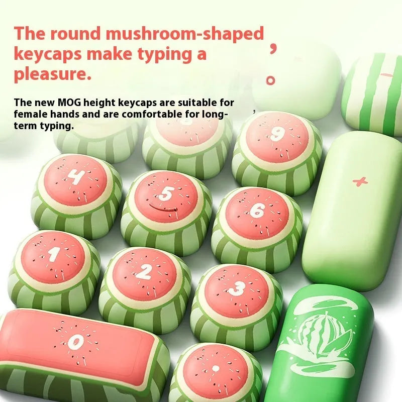 Watermelon themed mechanical keyboard key caps with full five-sided sublimation print.