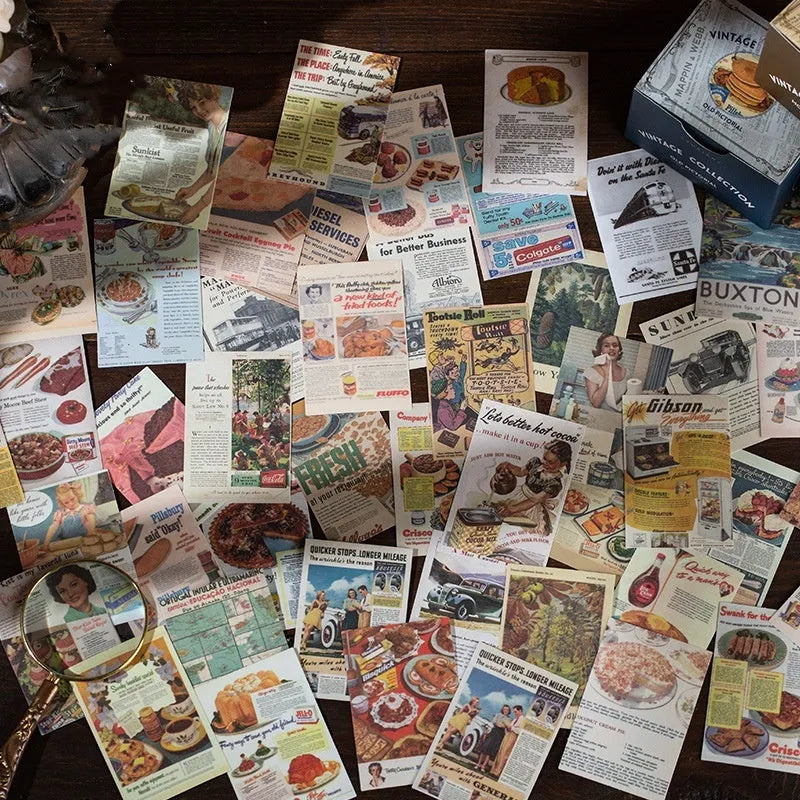 Retro Note box containing 320 decorative material stickers measuring 4cm by 6cm each.