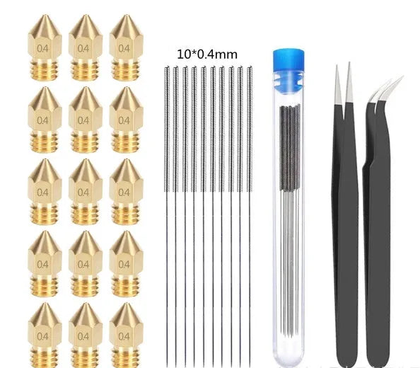 MK8 brass nozzle and stainless steel cleaning pin kit for Ender 3 3D printers
