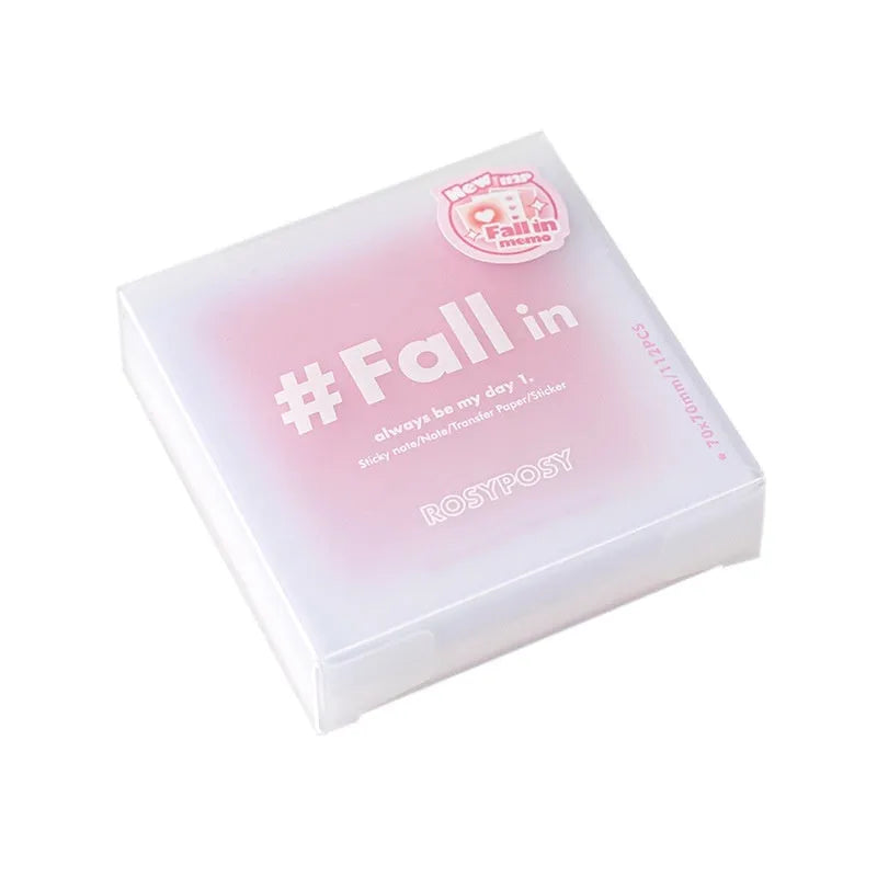 Square 70mm multifunctional notepad with blush, blue, green, and purple colour options showing sticky notes, note paper, and parchment sheets.