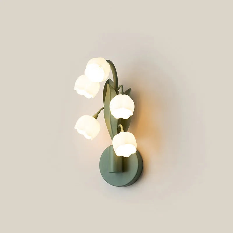 French pastoral wall lamp with modern minimalist design and PC shade, showing tricolour green light option