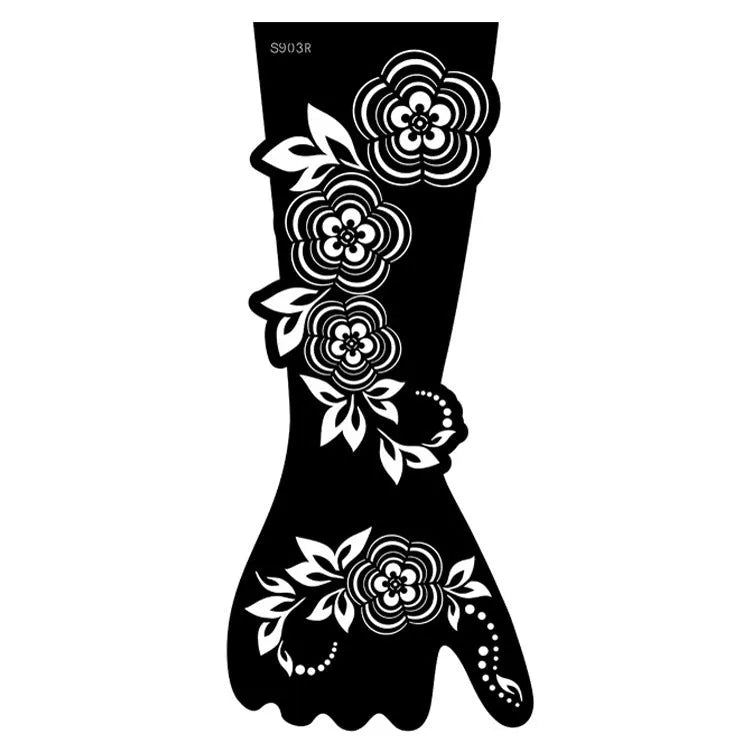 Pack of geometric hollow template tattoo stickers with machine-cut paper stencils for DIY art.