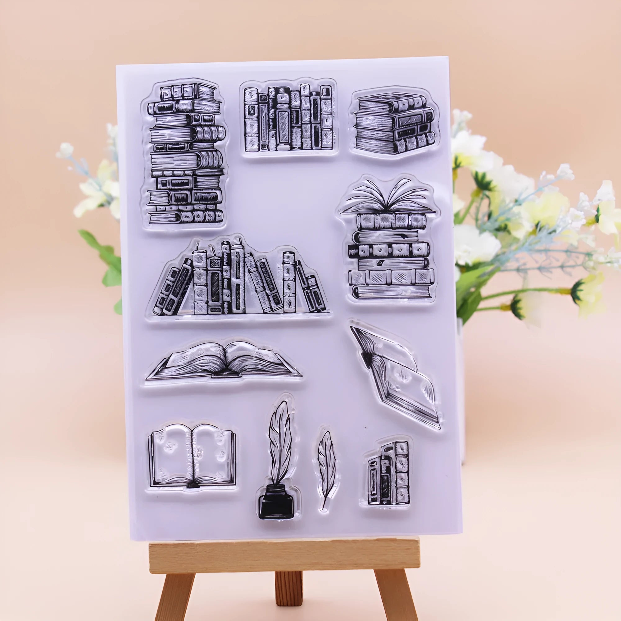 Transparent silicone stamp with Seal pattern design for hand account details on greeting cards