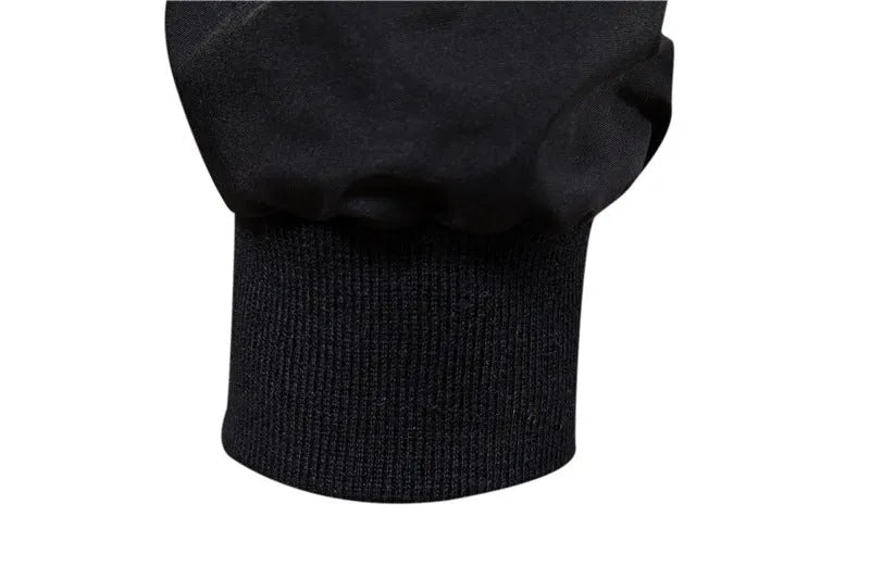 Men's solid colour thin casual jacket in polyester, shown in dark blue, black, and army green.