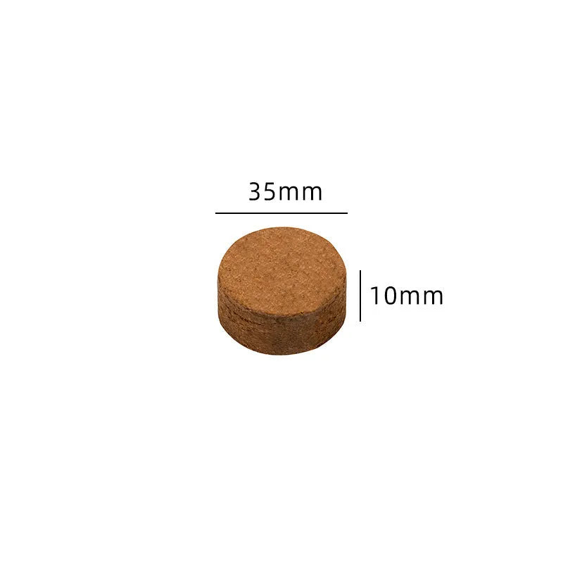 Compressed nutrient soil blocks for vegetable planting with various size specifications displayed