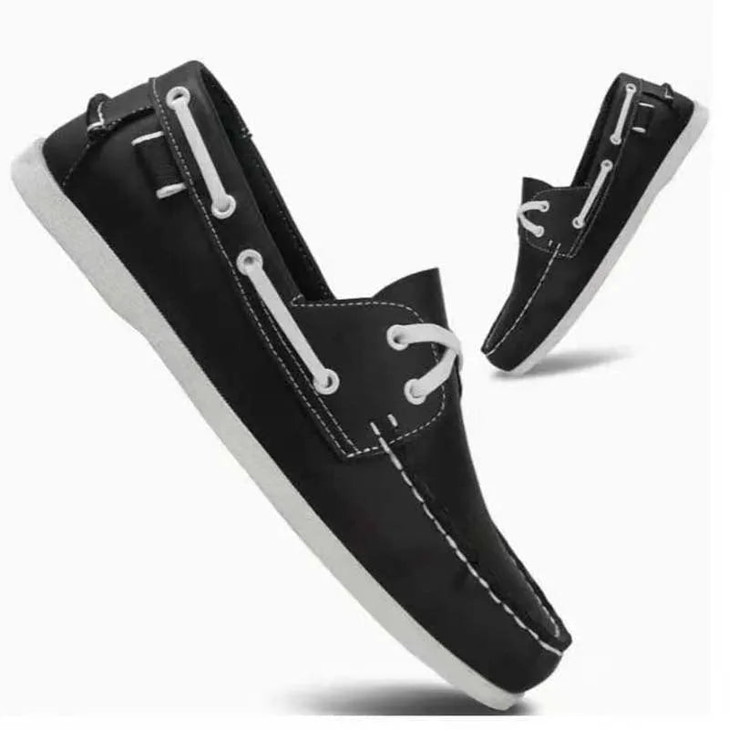 Men's British style casual shoes with artificial PU leather upper and flat heel