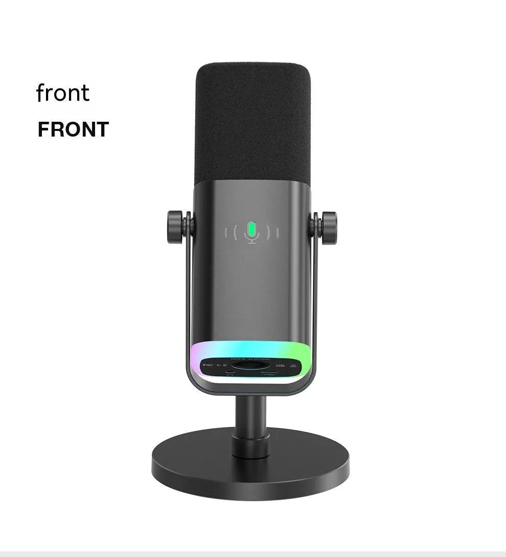 Dynamic noise reduction microphone in black colour with XLR cable and mounting base
