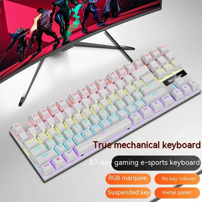 K87 mechanical keyboard with metal frame in selected colour, showing wired USB connection.